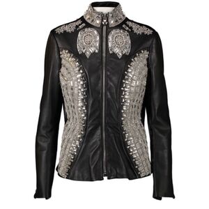 Philipp Plein Black Leather Vogue Jacket Limited Edition